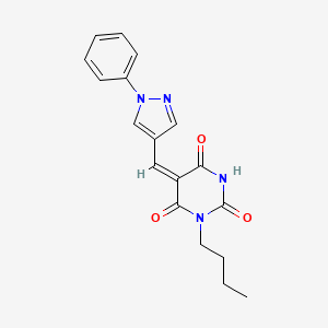 molecular formula C18H18N4O3 B3952260 1-butyl-5-[(1-phenyl-1H-pyrazol-4-yl)methylene]-2,4,6(1H,3H,5H)-pyrimidinetrione 