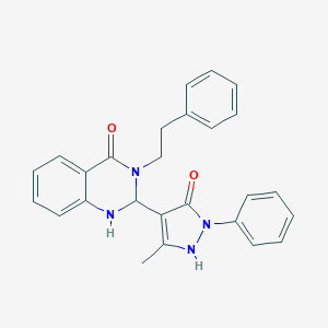 molecular formula C26H24N4O2 B395230 2-(5-hydroxy-3-methyl-1-phenyl-1H-pyrazol-4-yl)-3-(2-phenylethyl)-2,3-dihydro-4(1H)-quinazolinone 