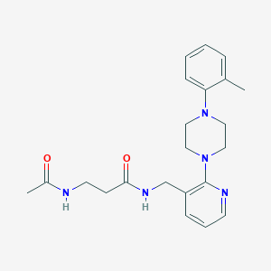 molecular formula C22H29N5O2 B3952315 N~3~-acetyl-N~1~-({2-[4-(2-methylphenyl)-1-piperazinyl]-3-pyridinyl}methyl)-beta-alaninamide 