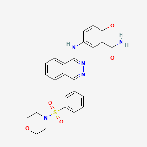 molecular formula C27H27N5O5S B3952337 2-Methoxy-5-({4-[4-methyl-3-(morpholin-4-ylsulfonyl)phenyl]phthalazin-1-yl}amino)benzamide 