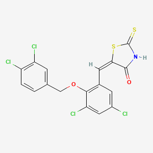 molecular formula C17H9Cl4NO2S2 B3952348 5-{3,5-dichloro-2-[(3,4-dichlorobenzyl)oxy]benzylidene}-2-thioxo-1,3-thiazolidin-4-one 