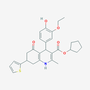 molecular formula C28H31NO5S B395235 Cyclopentyl 4-(3-ethoxy-4-hydroxyphenyl)-2-methyl-5-oxo-7-(2-thienyl)-1,4,5,6,7,8-hexahydro-3-quinolinecarboxylate 