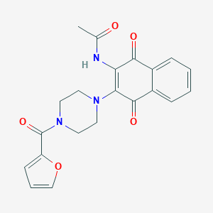 molecular formula C21H19N3O5 B395236 N-(3-[4-(Furan-2-carbonyl)-piperazin-1-yl]-1,4-dioxo-1,4-dihydro-naphthalen-2-yl)-acetamide 