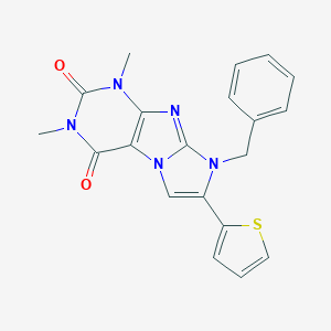 molecular formula C20H17N5O2S B395242 8-benzyl-1,3-dimethyl-7-(2-thienyl)-1H-imidazo[2,1-f]purine-2,4(3H,8H)-dione CAS No. 442630-35-5