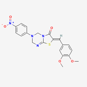 7-(3,4-dimethoxybenzylidene)-3-(4-nitrophenyl)-3,4-dihydro-2H-[1,3]thiazolo[3,2-a][1,3,5]triazin-6(7H)-one