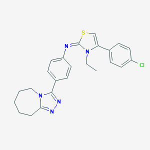 molecular formula C24H24ClN5S B395251 N-(4-(4-chlorophenyl)-3-ethyl-1,3-thiazol-2(3H)-ylidene)-N-[4-(6,7,8,9-tetrahydro-5H-[1,2,4]triazolo[4,3-a]azepin-3-yl)phenyl]amine 