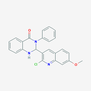 molecular formula C24H18ClN3O2 B395252 2-(2-chloro-7-methoxy-3-quinolyl)-3-phenyl-2,3-dihydro-4(1H)-quinazolinone 