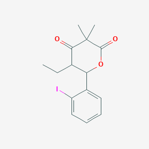 molecular formula C15H17IO3 B3952547 5-ethyl-6-(2-iodophenyl)-3,3-dimethyldihydro-2H-pyran-2,4(3H)-dione 