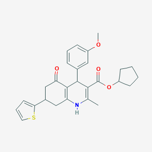 molecular formula C27H29NO4S B395255 Cyclopentyl 4-(3-methoxyphenyl)-2-methyl-5-oxo-7-(2-thienyl)-1,4,5,6,7,8-hexahydro-3-quinolinecarboxylate 