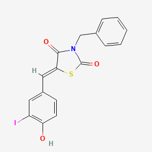 molecular formula C17H12INO3S B3952567 3-benzyl-5-(4-hydroxy-3-iodobenzylidene)-1,3-thiazolidine-2,4-dione 