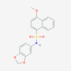 molecular formula C18H15NO5S B395260 N-(1,3-benzodioxol-5-yl)-4-methoxynaphthalene-1-sulfonamide 