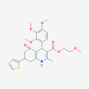 molecular formula C27H31NO7S B395266 2-Methoxyethyl 2-methyl-5-oxo-7-(2-thienyl)-4-(2,3,4-trimethoxyphenyl)-1,4,5,6,7,8-hexahydro-3-quinolinecarboxylate 