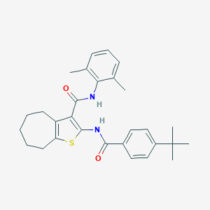 molecular formula C29H34N2O2S B395269 2-[(4-tert-butylbenzoyl)amino]-N-(2,6-dimethylphenyl)-5,6,7,8-tetrahydro-4H-cyclohepta[b]thiophene-3-carboxamide 