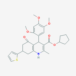 molecular formula C29H33NO6S B395271 Cyclopentyl 2-methyl-5-oxo-7-(2-thienyl)-4-(2,4,5-trimethoxyphenyl)-1,4,5,6,7,8-hexahydro-3-quinolinecarboxylate 