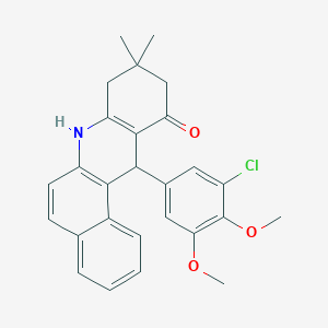 molecular formula C27H26ClNO3 B395275 12-(3-chloro-4,5-dimethoxyphenyl)-9,9-dimethyl-8,9,10,12-tetrahydrobenzo[a]acridin-11(7H)-one 