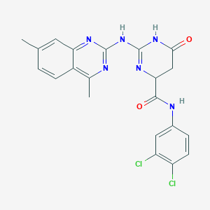 molecular formula C21H18Cl2N6O2 B3952756 N-(3,4-dichlorophenyl)-2-[(4,7-dimethyl-2-quinazolinyl)amino]-6-oxo-1,4,5,6-tetrahydro-4-pyrimidinecarboxamide 