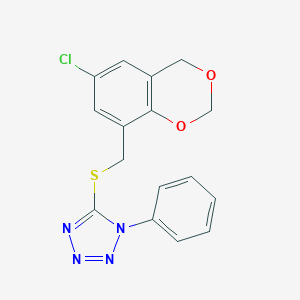 molecular formula C16H13ClN4O2S B395276 5-[(6-chloro-4H-1,3-benzodioxin-8-yl)methylsulfanyl]-1-phenyltetrazole CAS No. 446052-52-4