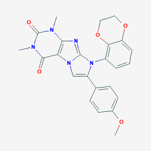 molecular formula C24H21N5O5 B395286 8-(2,3-dihydro-1,4-benzodioxin-5-yl)-7-(4-methoxyphenyl)-1,3-dimethyl-1H-imidazo[2,1-f]purine-2,4(3H,8H)-dione 