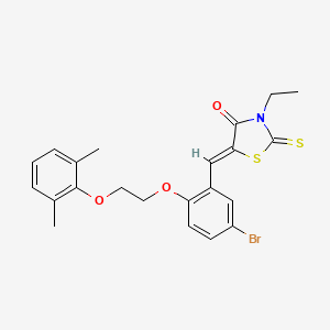 molecular formula C22H22BrNO3S2 B3952870 5-{5-bromo-2-[2-(2,6-dimethylphenoxy)ethoxy]benzylidene}-3-ethyl-2-thioxo-1,3-thiazolidin-4-one 