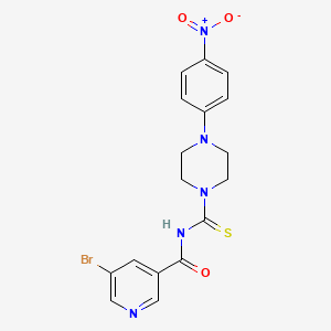 molecular formula C17H16BrN5O3S B3952890 5-bromo-N-{[4-(4-nitrophenyl)-1-piperazinyl]carbonothioyl}nicotinamide 