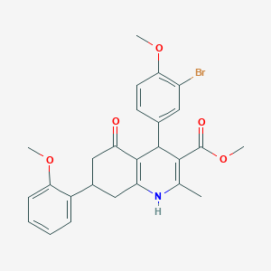 molecular formula C26H26BrNO5 B395291 Methyl 4-(3-bromo-4-methoxyphenyl)-7-(2-methoxyphenyl)-2-methyl-5-oxo-1,4,5,6,7,8-hexahydroquinoline-3-carboxylate 