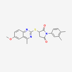 molecular formula C22H21N3O3S B3952914 1-(3,4-dimethylphenyl)-3-[(6-methoxy-4-methyl-2-quinazolinyl)thio]-2,5-pyrrolidinedione CAS No. 378207-06-8