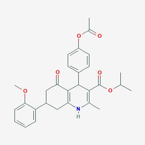 molecular formula C29H31NO6 B395292 Isopropyl 4-[4-(acetyloxy)phenyl]-7-(2-methoxyphenyl)-2-methyl-5-oxo-1,4,5,6,7,8-hexahydro-3-quinolinecarboxylate 