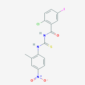 molecular formula C15H11ClIN3O3S B3952939 2-chloro-5-iodo-N-{[(2-methyl-4-nitrophenyl)amino]carbonothioyl}benzamide 