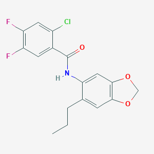 molecular formula C17H14ClF2NO3 B395294 2-chloro-4,5-difluoro-N-(6-propyl-1,3-benzodioxol-5-yl)benzamide 