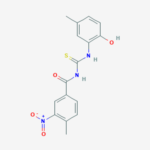 molecular formula C16H15N3O4S B3952954 N-{[(2-hydroxy-5-methylphenyl)amino]carbonothioyl}-4-methyl-3-nitrobenzamide 