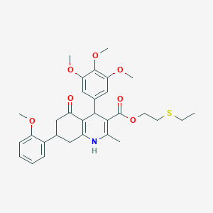 2-(Ethylsulfanyl)ethyl 7-(2-methoxyphenyl)-2-methyl-5-oxo-4-(3,4,5-trimethoxyphenyl)-1,4,5,6,7,8-hexahydro-3-quinolinecarboxylate