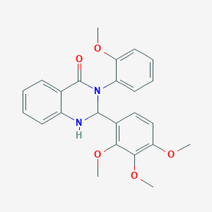 molecular formula C24H24N2O5 B395297 3-(2-methoxyphenyl)-2-(2,3,4-trimethoxyphenyl)-2,3-dihydro-4(1H)-quinazolinone 