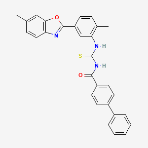 N-({[2-methyl-5-(6-methyl-1,3-benzoxazol-2-yl)phenyl]amino}carbonothioyl)-4-biphenylcarboxamide