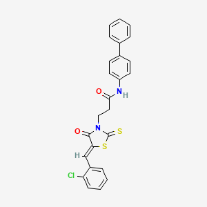 molecular formula C25H19ClN2O2S2 B3953082 N-4-biphenylyl-3-[5-(2-chlorobenzylidene)-4-oxo-2-thioxo-1,3-thiazolidin-3-yl]propanamide 