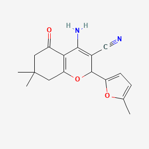 molecular formula C17H18N2O3 B3953119 4-amino-7,7-dimethyl-2-(5-methyl-2-furyl)-5-oxo-5,6,7,8-tetrahydro-2H-chromene-3-carbonitrile 