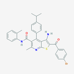 molecular formula C32H28BrN3O2S B395316 3-amino-2-(4-bromobenzoyl)-4-(4-isopropylphenyl)-6-methyl-N-(2-methylphenyl)thieno[2,3-b]pyridine-5-carboxamide 