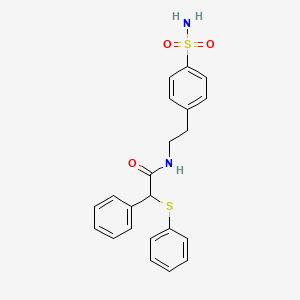 molecular formula C22H22N2O3S2 B3953170 N-{2-[4-(aminosulfonyl)phenyl]ethyl}-2-phenyl-2-(phenylthio)acetamide 