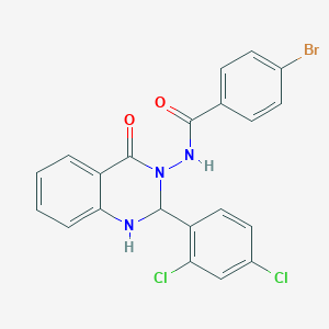 molecular formula C21H14BrCl2N3O2 B395318 4-bromo-N-(2-(2,4-dichlorophenyl)-4-oxo-1,4-dihydro-3(2H)-quinazolinyl)benzamide 