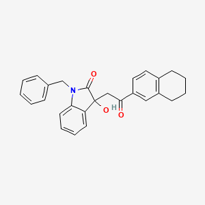 molecular formula C27H25NO3 B3953192 1-benzyl-3-hydroxy-3-[2-oxo-2-(5,6,7,8-tetrahydro-2-naphthalenyl)ethyl]-1,3-dihydro-2H-indol-2-one 