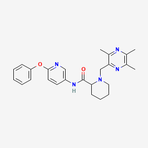 molecular formula C25H29N5O2 B3953200 N-(6-phenoxy-3-pyridinyl)-1-[(3,5,6-trimethyl-2-pyrazinyl)methyl]-2-piperidinecarboxamide 