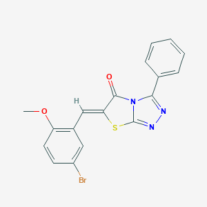 molecular formula C18H12BrN3O2S B395324 (6Z)-6-(5-bromo-2-methoxybenzylidene)-3-phenyl[1,3]thiazolo[2,3-c][1,2,4]triazol-5(6H)-one 