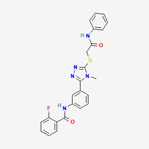 molecular formula C24H20FN5O2S B3953241 N-(3-{5-[(2-anilino-2-oxoethyl)thio]-4-methyl-4H-1,2,4-triazol-3-yl}phenyl)-2-fluorobenzamide 