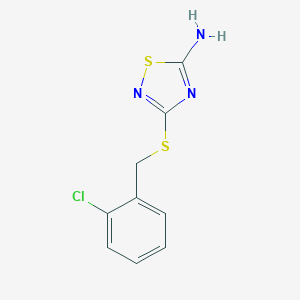 molecular formula C9H8ClN3S2 B395334 3-[(2-Chlorobenzyl)thio]-1,2,4-thiadiazol-5-amine CAS No. 447414-55-3