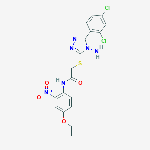 molecular formula C18H16Cl2N6O4S B395335 2-{[4-amino-5-(2,4-dichlorophenyl)-4H-1,2,4-triazol-3-yl]sulfanyl}-N-(4-ethoxy-2-nitrophenyl)acetamide 