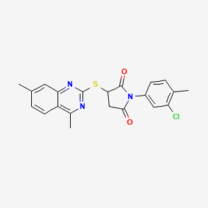 1-(3-chloro-4-methylphenyl)-3-[(4,7-dimethyl-2-quinazolinyl)thio]-2,5-pyrrolidinedione