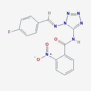 molecular formula C15H10FN7O3 B395339 N-{1-[(4-fluorobenzylidene)amino]-1H-tetraazol-5-yl}-2-nitrobenzamide 