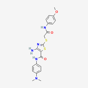 molecular formula C21H23N5O3S2 B3953393 4-amino-N-[4-(dimethylamino)phenyl]-2-({2-[(4-methoxyphenyl)amino]-2-oxoethyl}thio)-1,3-thiazole-5-carboxamide 