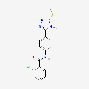 molecular formula C17H15ClN4OS B3953424 2-chloro-N-{4-[4-methyl-5-(methylthio)-4H-1,2,4-triazol-3-yl]phenyl}benzamide 