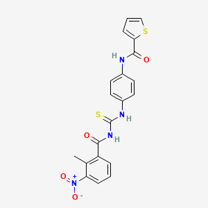 molecular formula C20H16N4O4S2 B3953460 N-[4-({[(2-methyl-3-nitrobenzoyl)amino]carbonothioyl}amino)phenyl]-2-thiophenecarboxamide 