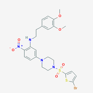 molecular formula C24H27BrN4O6S2 B395347 N-(5-{4-[(5-bromo-2-thienyl)sulfonyl]piperazino}-2-nitrophenyl)-N-(3,4-dimethoxyphenethyl)amine 